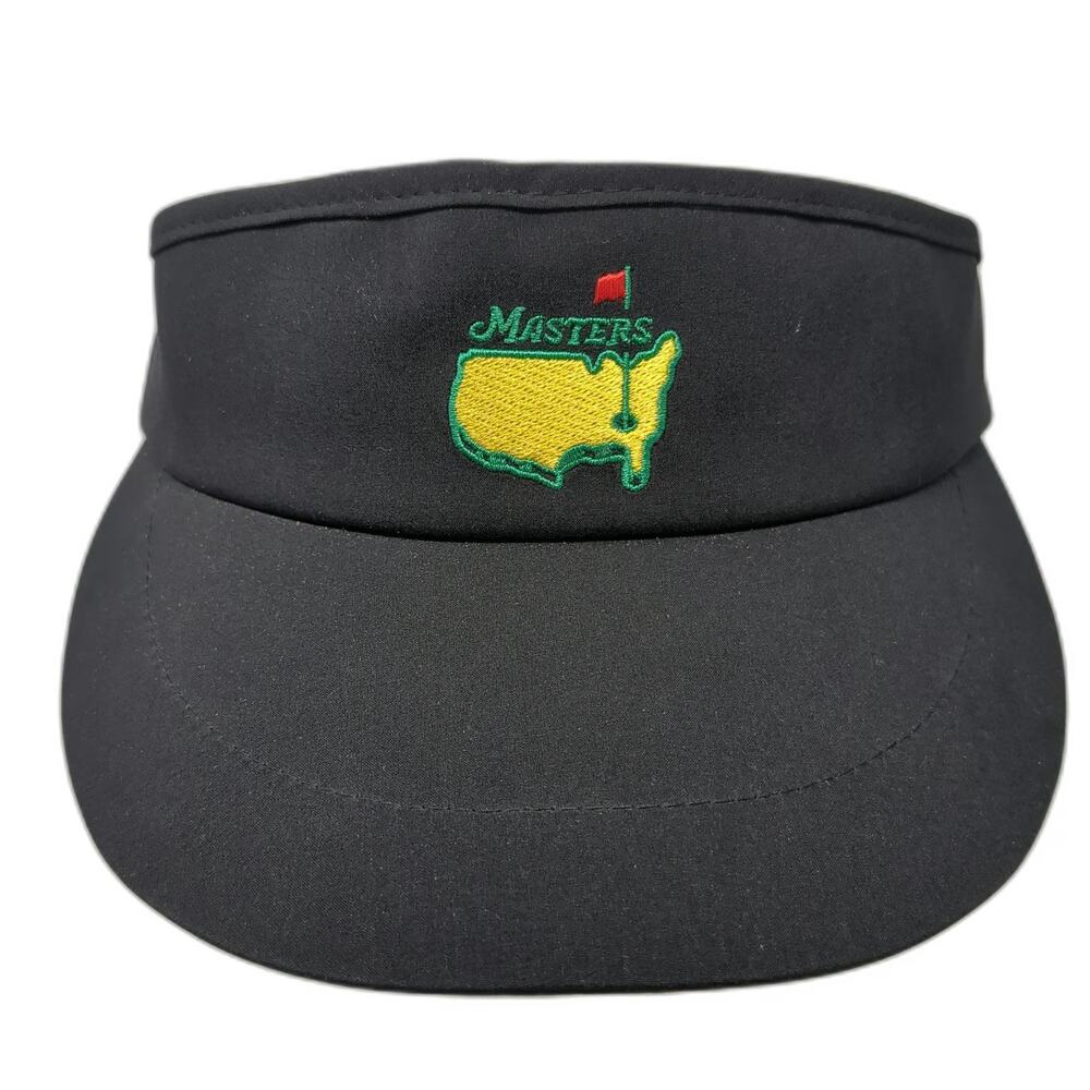 American Needle Masters Visor Black One Size Strapback Golf Hat Logo Embroidery